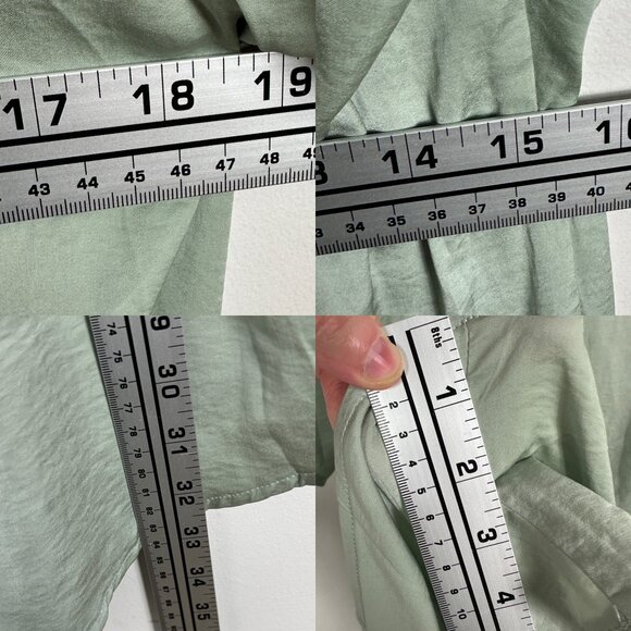 Saboskirt Sage Green Satin Short Sleeve Plunge V-Neck Romper Womens Medium Boho - Picture 11 of 11
